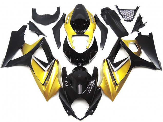2007-2008 Goldgelb Benutzerdefiniert OEM-Stil Suzuki GSXR 1000 Motorrad Verkleidungen