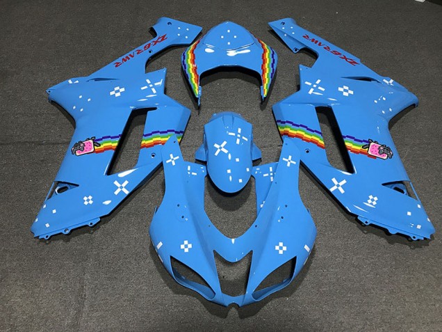 2007-2008 Hellblau Custom Kawasaki ZX6R Motorrad Verkleidungen 2007-2008 Hellblau Custom Kawasaki ZX6R Motorrad Verkleidungen