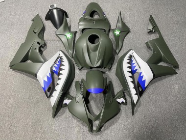 2007-2008 Mattgrüner & Blauer Hai Honda CBR600RR Motorrad Verkleidungen