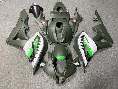 2007-2008 Mattgrüner & Hellgrüner Hai Honda CBR600RR Motorrad Verkleidungen