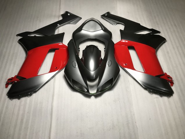 2007-2008 Metallic Silber Mit Rot Kawasaki ZX6R Motorrad Verkleidungen 2007-2008 Metallic Silber Mit Rot Kawasaki ZX6R Motorrad Verkleidungen