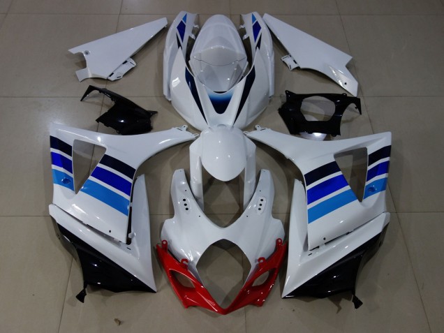2007-2008 OEM Stil Blau & Weiß Suzuki GSXR 1000 Motorrad Verkleidungen