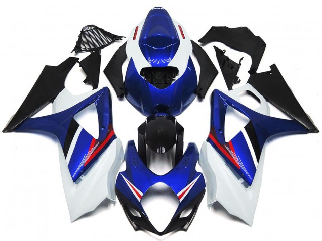 2007-2008 OEM Stil Glanz Blau & Weiß Rot Suzuki GSXR 1000 Motorrad Verkleidungen