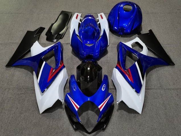 2007-2008 OEM Stil Glanz Blau & Weiß Suzuki GSXR 1000 Motorrad Verkleidungen