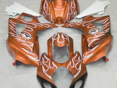 2007-2008 Orange Glänzend & Weiß Flame Suzuki GSXR 1000 Motorrad Verkleidungen