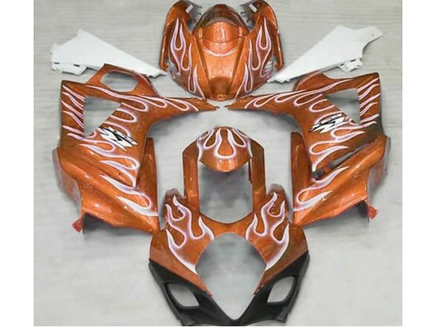2007-2008 Orange Glänzend & Weiß Flame Suzuki GSXR 1000 Motorrad Verkleidungen