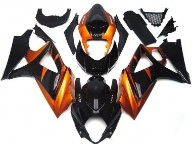 2007-2008 Orange & Schwarz Glänzend Suzuki GSXR 1000 Motorrad Verkleidungen