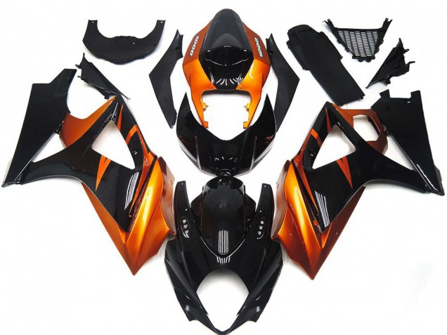 2007-2008 Orange & Schwarz Glänzend Suzuki GSXR 1000 Motorrad Verkleidungen