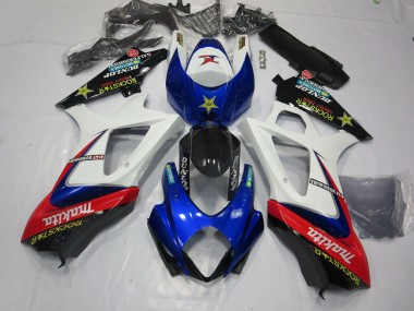 2007-2008 Weiß Rockstar Suzuki GSXR 1000 Motorrad Verkleidungen