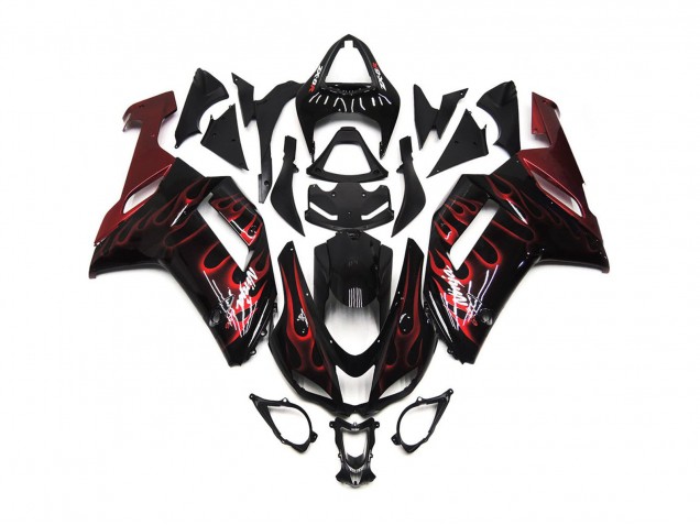 2007-2008 Rot Glänzend Flamme Kawasaki ZX6R Motorrad Verkleidungen 2007-2008 Rot Glänzend Flamme Kawasaki ZX6R Motorrad Verkleidungen