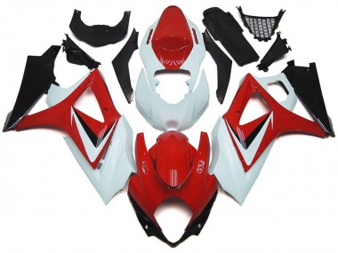 2007-2008 Rot Glänzend Mit Weiß OEM-Stil Suzuki GSXR 1000 Motorrad Verkleidungen