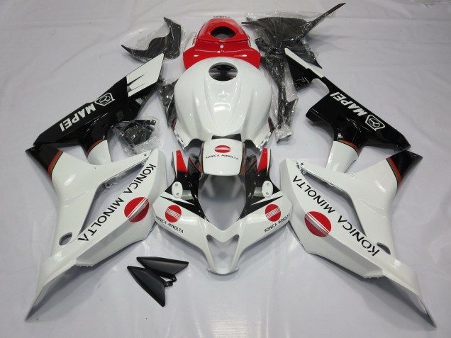 2007-2008 Weiß & Rot Konica Minolta Honda CBR600RR Motorrad Verkleidungen