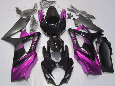2007-2008 Schwarz Glänzend & Pink Suzuki GSXR 1000 Motorrad Verkleidungen
