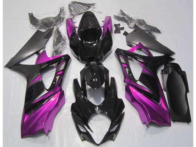2007-2008 Schwarz Glänzend & Pink Suzuki GSXR 1000 Motorrad Verkleidungen