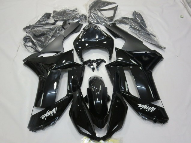 2007-2008 Schwarz Glänzend Weißer Aufkleber Kawasaki ZX6R Motorrad Verkleidungen 2007-2008 Schwarz Glänzend Weißer Aufkleber Kawasaki ZX6R Motorrad Verkleidungen