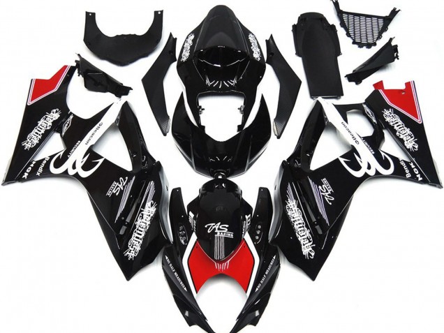 2007-2008 Schwarz & Weiß Mit Rot Suzuki GSXR 1000 Motorrad Verkleidungen