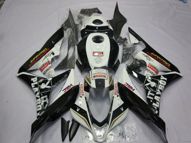 2007-2008 Schwarz & Weiß Playboy Honda CBR600RR Motorrad Verkleidungen