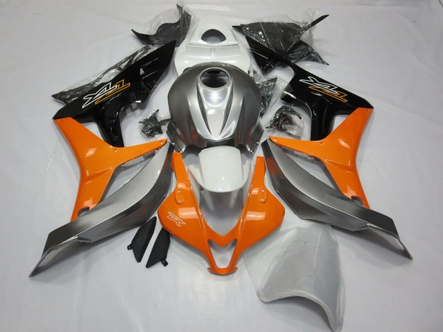 2007-2008 Silber Weiß & Orange Honda CBR600RR Motorrad Verkleidungen 2007-2008 Silber Weiß & Orange Honda CBR600RR Motorrad Verkleidungen