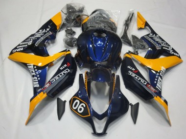 2007-2008 Spezial Tiefes Blau & Gelb Honda CBR600RR Motorrad Verkleidungen