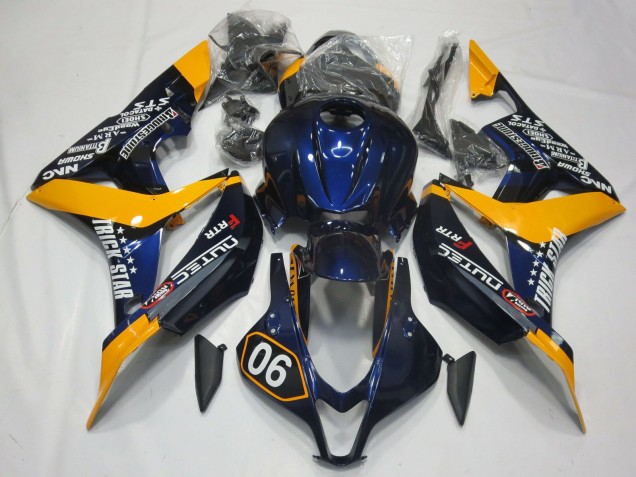 2007-2008 Spezial Tiefes Blau & Gelb Honda CBR600RR Motorrad Verkleidungen