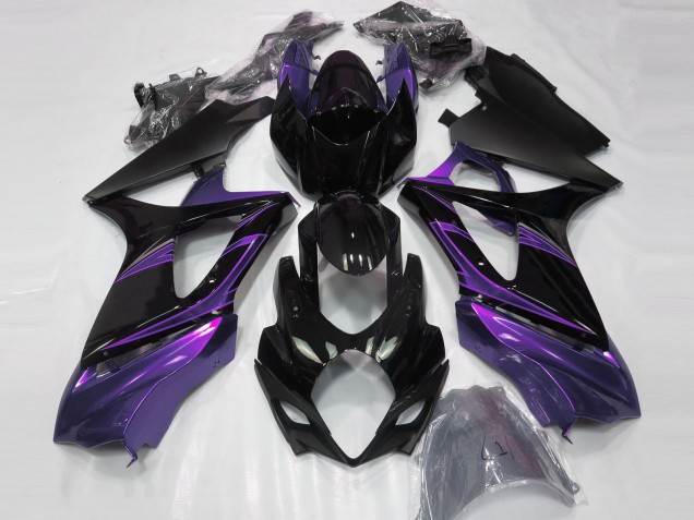 2007-2008 Stimmungsviolett & Schwarz Glänzend Suzuki GSXR 1000 Motorrad Verkleidungen