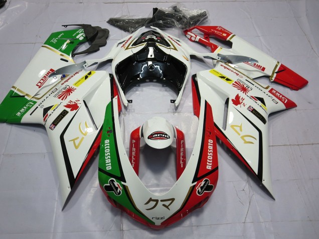 2007-2014 77 Weiß Rot Grün Ducati 848 1098 1198 Motorrad Verkleidungen
