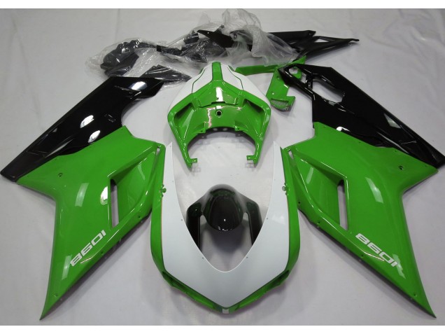 2007-2014 Glänzend Grün & Weiß Ducati 848 1098 1198 Motorrad Verkleidungen