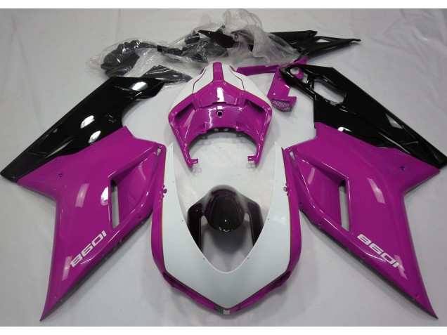 2007-2014 Glanzrosa & Weiß Ducati 848 1098 1198 Motorrad Verkleidungen