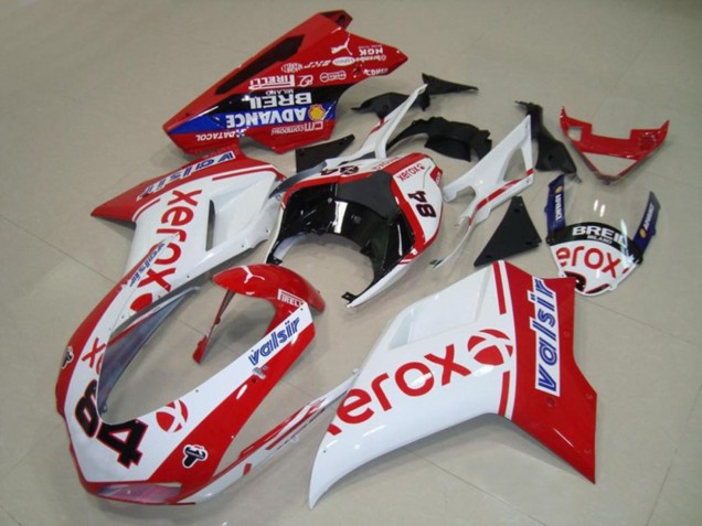 2007-2014 Weiß Xerox Ducati 848 1098 1198 Motorrad Verkleidungen
