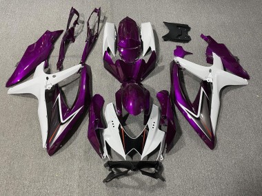 2008-2010 Glanz Lila & Weiß Suzuki GSXR 600-750 Motorrad Verkleidungen