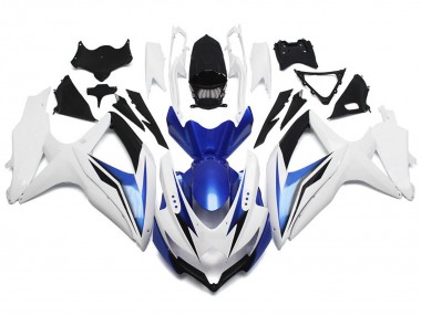 2008-2010 Glänzend Weiß Mit Silber & Blau Suzuki GSXR 600-750 Motorrad Verkleidungen
