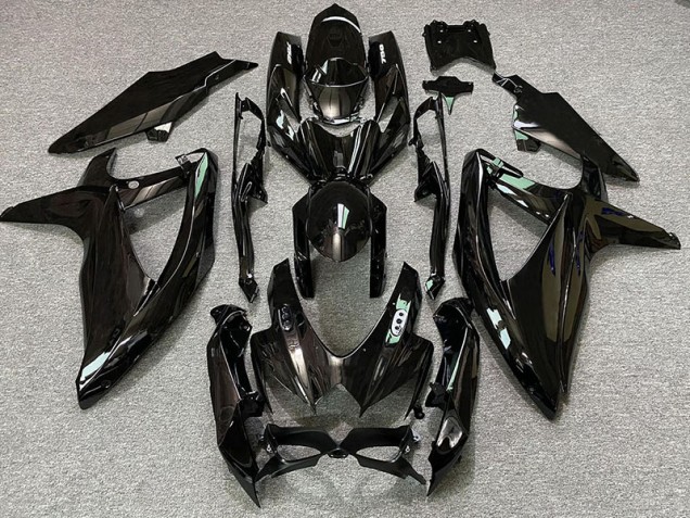 2008-2010 Glänzende Schwarze & Weiße Logos Suzuki GSXR 600-750 Motorrad Verkleidungen
