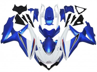 2008-2010 Glänzendes Glänzend Weiß Mit Silber & Blau Suzuki GSXR 600-750 Motorrad Verkleidungen