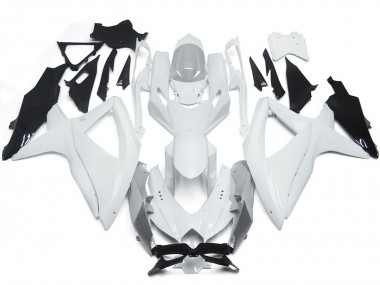 2008-2010 Glänzendes Glänzend Weiß Mit Silber Suzuki GSXR 600-750 Motorrad Verkleidungen