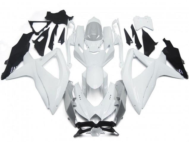 2008-2010 Glänzendes Glänzend Weiß Mit Silber Suzuki GSXR 600-750 Motorrad Verkleidungen
