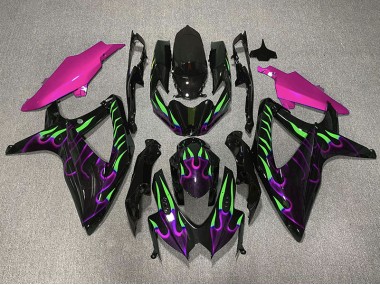 2008-2010 Lila & Grün Flamme Suzuki GSXR 600-750 Motorrad Verkleidungen
