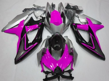 2008-2010 Rosa & Silber Suzuki GSXR 600-750 Motorrad Verkleidungen