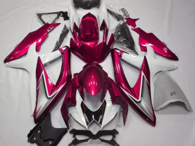 2008-2010 Rot Glänzend & Weiß Suzuki GSXR 600-750 Motorrad Verkleidungen