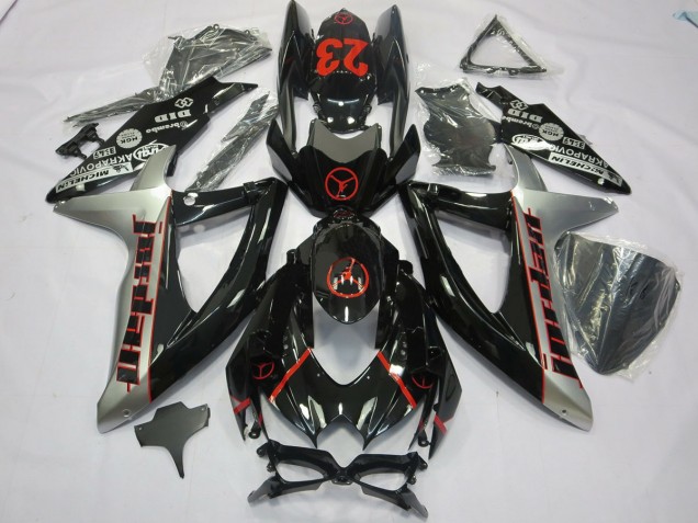 2008-2010 Schwarz Grau Jordan Suzuki GSXR 600-750 Motorrad Verkleidungen 2008-2010 Schwarz Grau Jordan Suzuki GSXR 600-750 Motorrad Verkleidungen