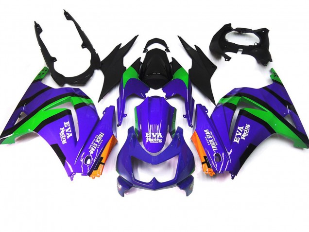 2008-2012 Lilagrün & Schwarz Kawasaki Ninja 250 Motorrad Verkleidungen