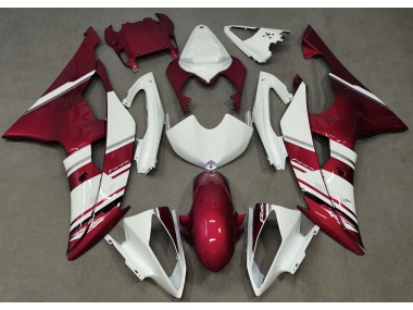 2008-2016 Glänzend Weiß & Rot OEM-Stil Yamaha R6 Motorrad Verkleidungen
