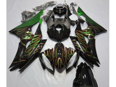 2008-2016 Grün Flamme Yamaha R6 Motorrad Verkleidungen