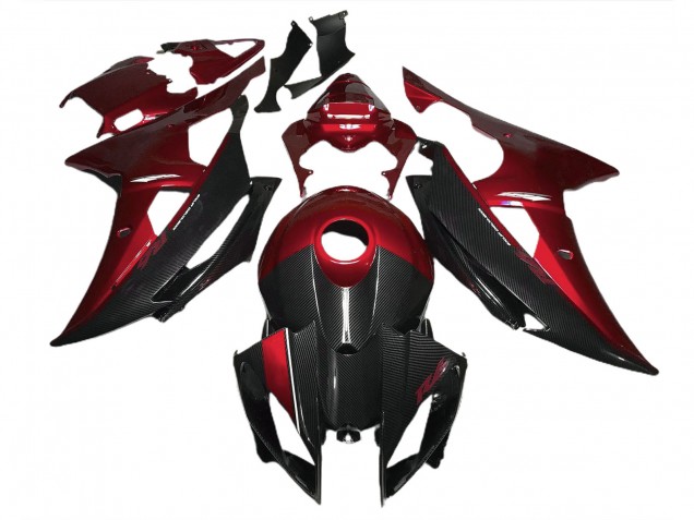 2008-2016 Rot Mit Carbonfaser-Stil Yamaha R6 Motorrad Verkleidungen