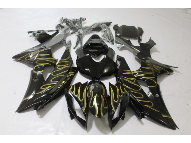2008-2016 Schwarz Glänzend & Flame Yamaha R6 Motorrad Verkleidungen