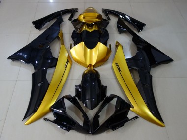 2008-2016 Schwarz Glänzend & Gold Yamaha R6 Motorrad Verkleidungen