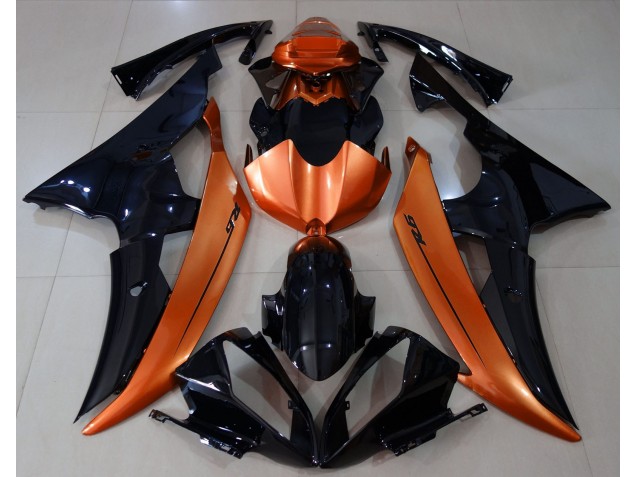 2008-2016 Schwarz Glänzend & Hellorange Yamaha R6 Motorrad Verkleidungen