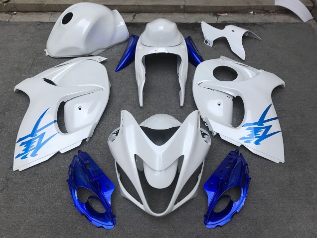 2008-2020 Glänzend Weiß & Blau Suzuki GSXR 1300 Motorrad Verkleidungen