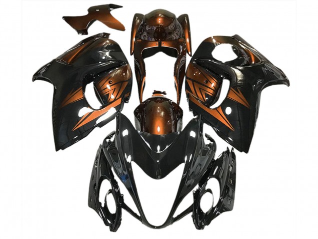 2008-2020 Glänzendes Schwarz & Dunkelorange Suzuki GSXR 1300 Motorrad Verkleidungen