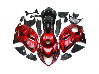 2008-2020 Leuchtend Rot Mit Schwarz Flamme Suzuki GSXR 1300 Motorrad Verkleidungen