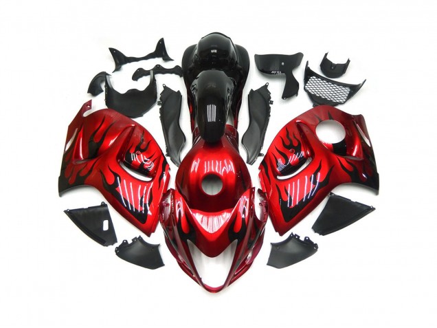 2008-2020 Leuchtend Rot Mit Schwarz Flamme Suzuki GSXR 1300 Motorrad Verkleidungen 2008-2020 Leuchtend Rot Mit Schwarz Flamme Suzuki GSXR 1300 Motorrad Verkleidungen